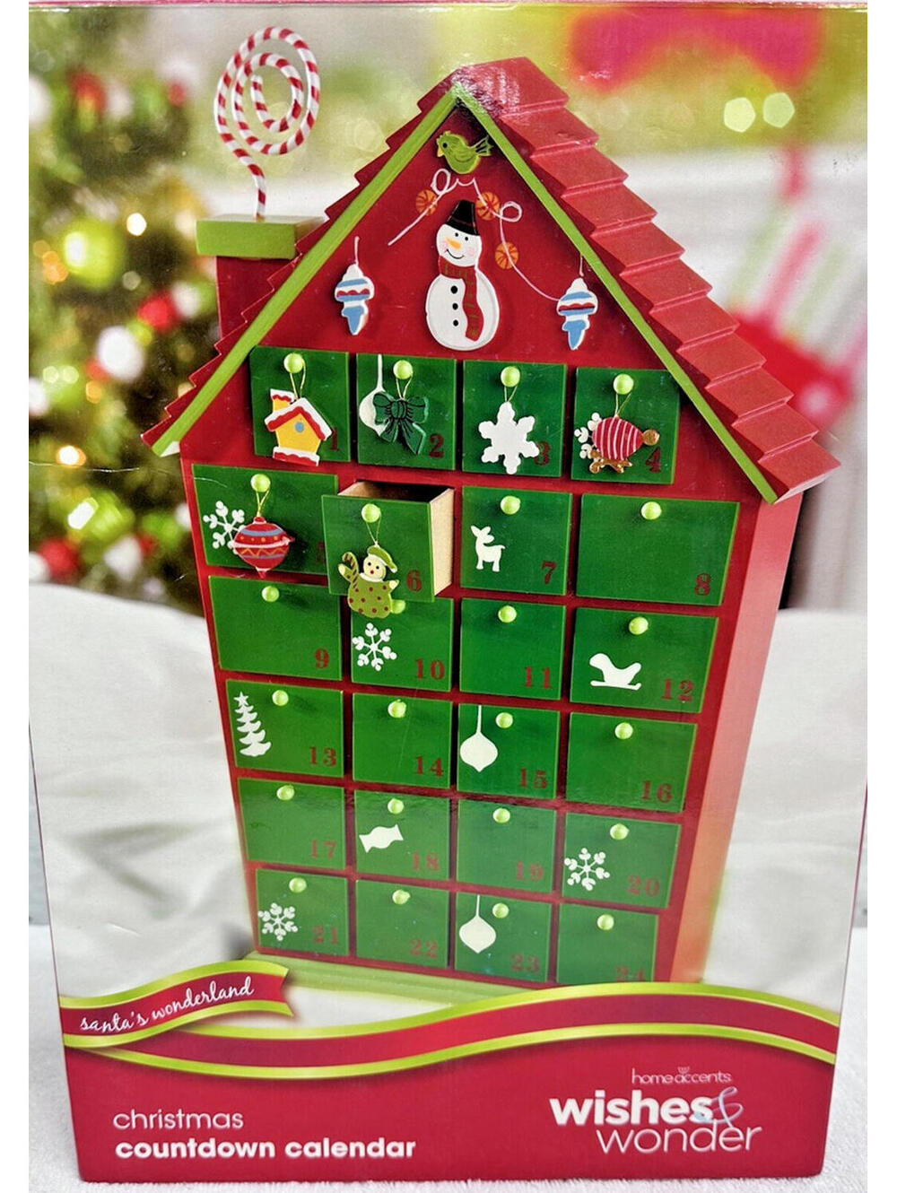 NEW Wishes & Wonder 16" Wood Advent Calendar CHRISTMAS Belk